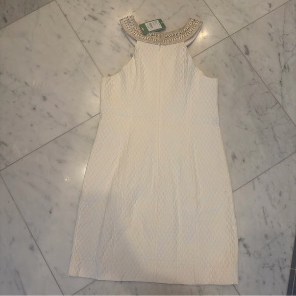 Lilly Pulitzer Resort White Adelina Shift Dress with Gold Accents Size 6 - Picture 6 of 6